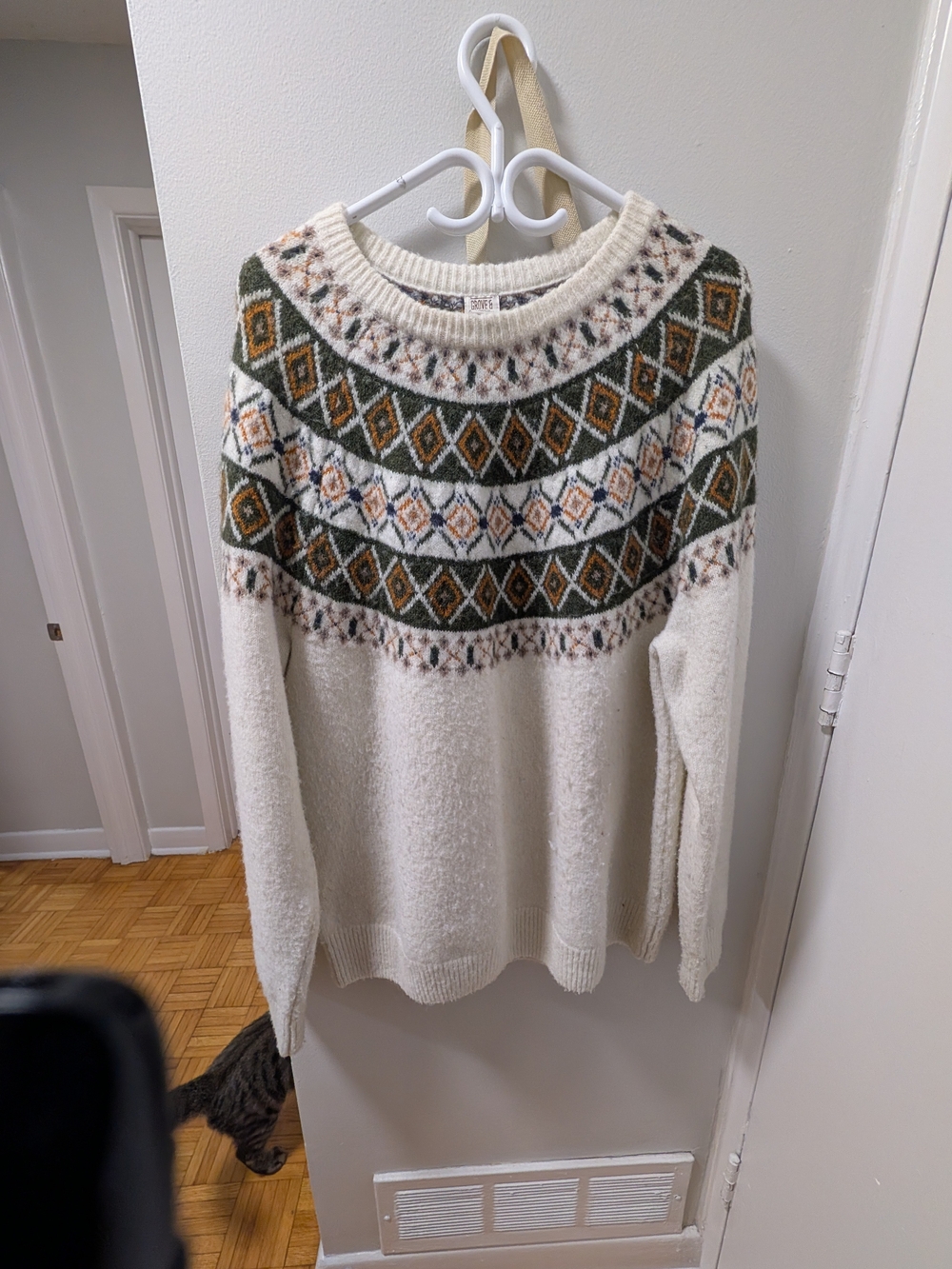 Cream Fair Isle Knit Sweater - Men
